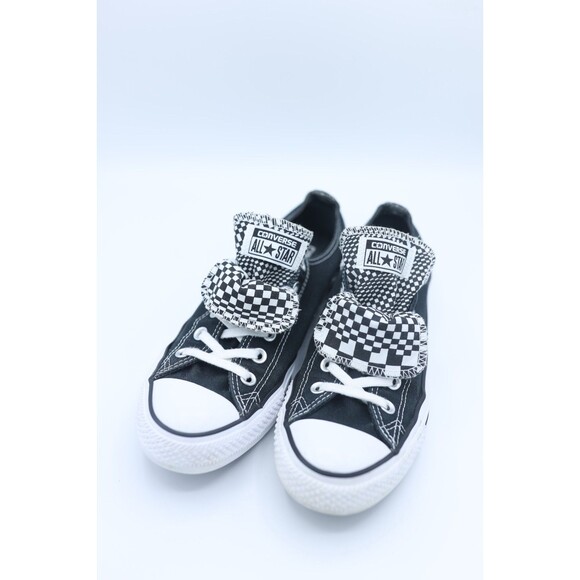 Converse Double Tongue 9 Black White Checkered Low Top Shoes Emo Grunge - Picture 1 of 10